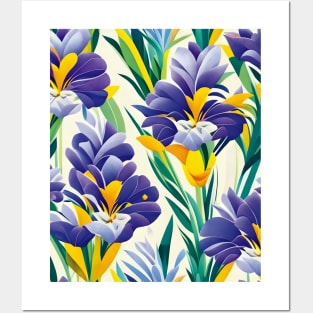 Blue Irises Abstract Motif Posters and Art